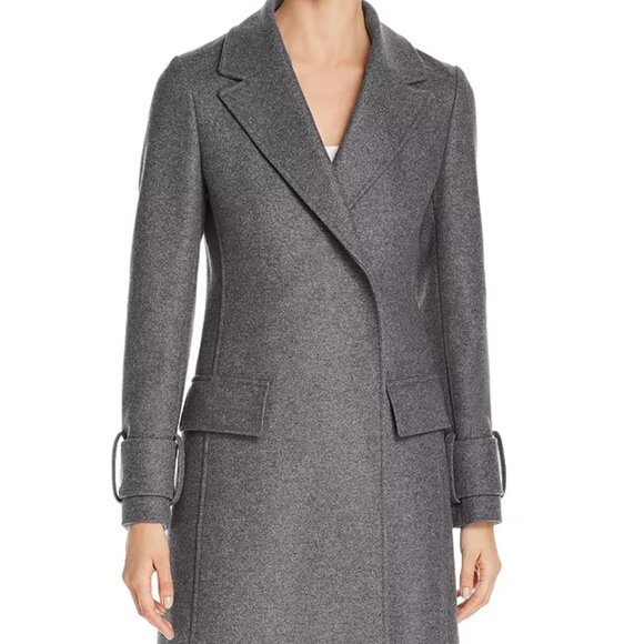 BELSTAFF ENGLAND WOMEN'S GRAY VIRGIN WOOL COAT REMOVABLE FUR COLLAR ITALY - Picture 6 of 16